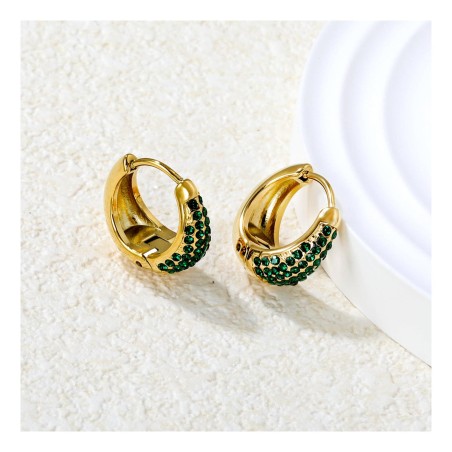 GC Jewels Orecchini a Cerchio con Pietre Verde Smeraldo