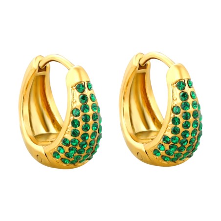 GC Jewels Orecchini a Cerchio con Pietre Verde Smeraldo