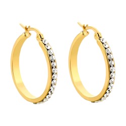 GC Jewels Orecchini a Cerchio Oro Diametro 20 mm con Brillantini