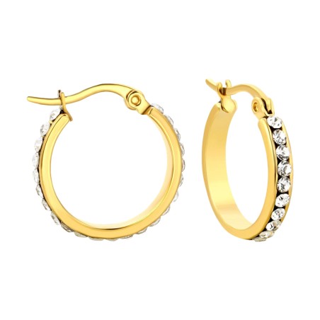 GC Jewels Orecchini a Cerchio Oro Diametro 20 mm con Brillantini