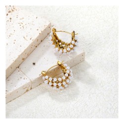 GC Jewels Orecchini Oro a Cestino Finte Perle 2