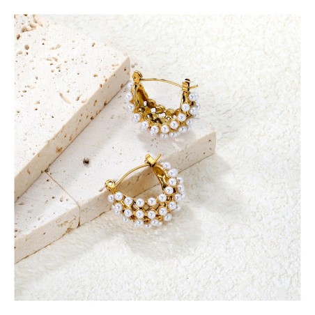 GC Jewels Orecchini Oro a Cestino Finte Perle
