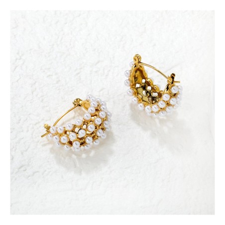 GC Jewels Orecchini Oro a Cestino Finte Perle