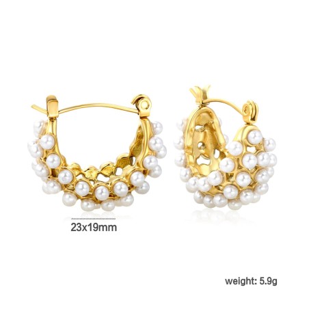 GC Jewels Orecchini Oro a Cestino Finte Perle