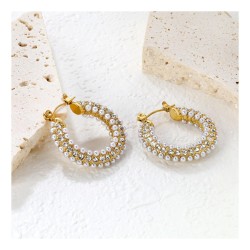 GC Jewels Orecchini Oro con Finte Perle e Strass 2