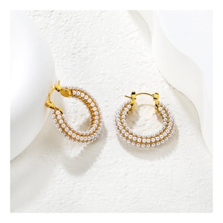 GC Jewels Orecchini Oro con Finte Perle e Strass