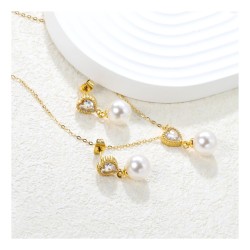 GC Jewels Set Orecchini e Pendente Oro con Zirconi e Perle