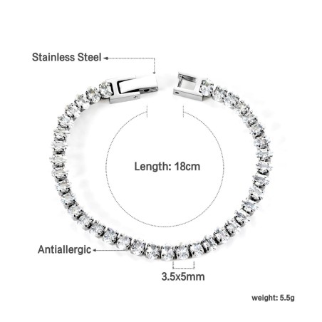 GC Jewels Bracciale Tennis con Pietre Ovali Bianche