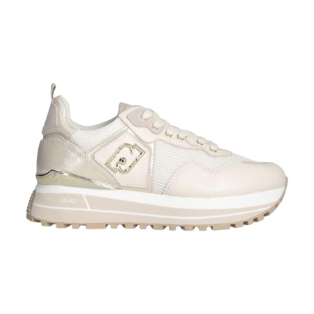 LIU JO MAXI WONDER 01 Sneakers Donna Stringate con Logo Laterale Platform Ivory
