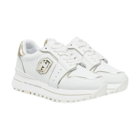 LIU JO MAXI WONDER 85 Sneakers Donna Stringate con Logo Laterale Platform White