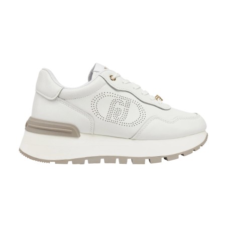LIU JO AMAZING 20 Sneakers Donna Stringate Logo Perforato Laterale Platform White