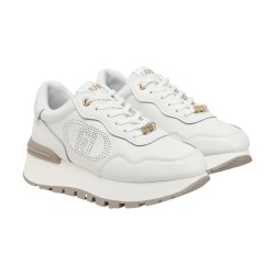 LIU JO AMAZING 20 Sneakers Donna Stringate Logo Perforato Laterale Platform White 2