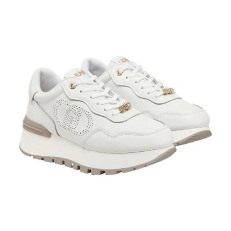 LIU JO AMAZING 20 Sneakers Donna Stringate Logo Perforato Laterale Platform White