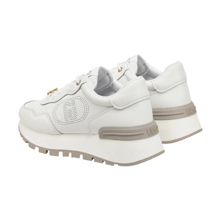 LIU JO AMAZING 20 Sneakers Donna Stringate Logo Perforato Laterale Platform White