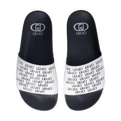 LIU JO KOS 18 Ciabatta Donna Con Fascia Logata Nero/Bianco 2