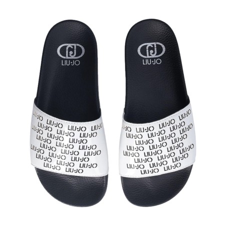 LIU JO KOS 18 Ciabatta Donna Con Fascia Logata Nero/Bianco