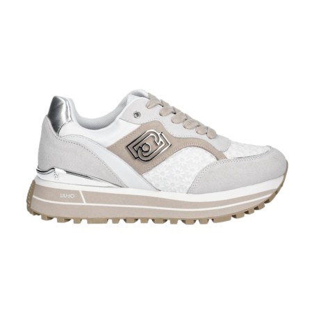LIU JO MAXI WONDER 73 Sneakers Donna Stringate con Logo Laterale Platform Bianco