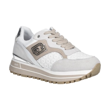LIU JO MAXI WONDER 73 Sneakers Donna Stringate con Logo Laterale Platform Bianco