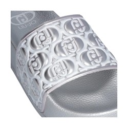 LIU JO MYKONOS 01 Ciabatta Donna a Fascia Platform Metallic Silver 2