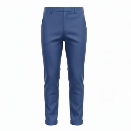 GC LUXURY MILANO Pantalone Sartoriale Uomo Tasca America Slim Fit Tessuto Punto Milano Blu Royal