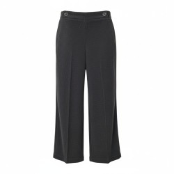 EMANUELA COSTA 35785-26 Pantalone Donna In Velluto Vita Alta a Palazzo Nero