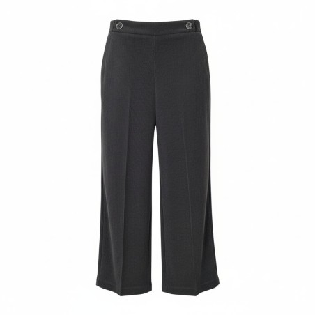 EMANUELA COSTA 35785-26 Pantalone Donna In Velluto Vita Alta a Palazzo Nero