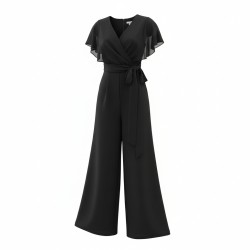 BLUGAYA' BALOTU Tuta Donna con Manica Corta Velata e Pantalone a Zampa Nero