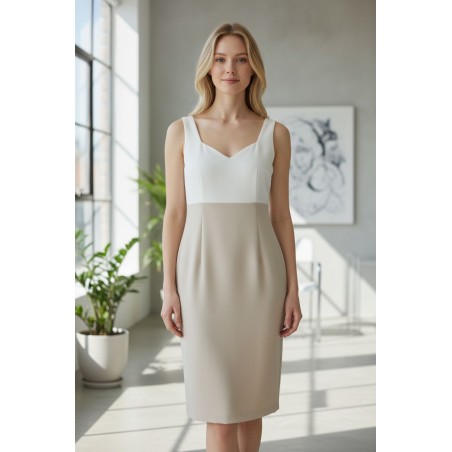 BLUGAYA' 09257 Abito Giromanica + Giacca 3/4 Donna Bianco/Beige 