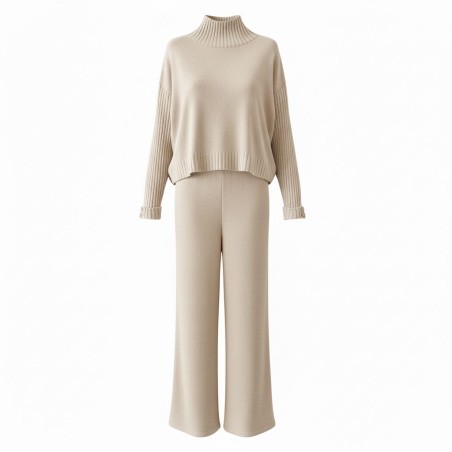 MARTINA KRAY 1568 Completo Donna in Maglia Maglioncino + Pantalone Beige