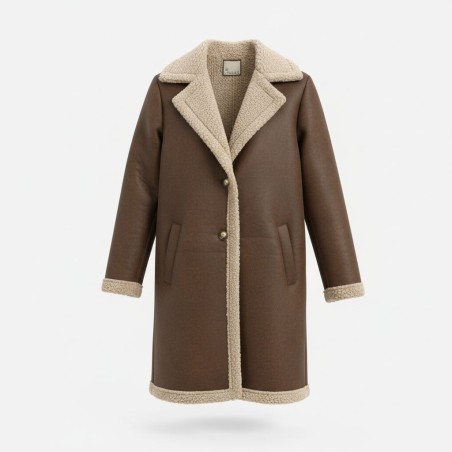 LINDA'S 3468 Eco Montone Donna Lungo Marrone