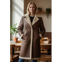 LINDA'S 3468 Eco Montone Donna Lungo Marrone 2