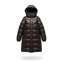 LINDA'S FW9105 Piumino Lungo Donna Con Cappuccio Nero 