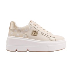 QUEEN HELENA  X34 16 Sneaker Donna Platform Beige Gold