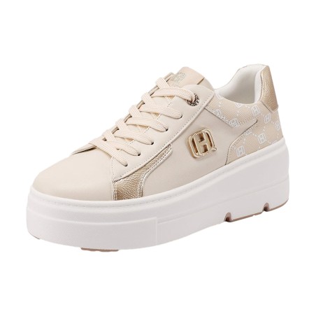QUEEN HELENA  X34 16 Sneaker Donna Platform Beige Gold