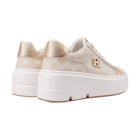 QUEEN HELENA  X34 16 Sneaker Donna Platform Beige Gold