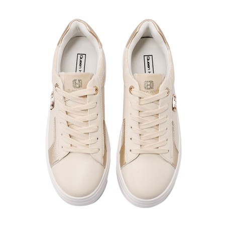 QUEEN HELENA  X34 16 Sneaker Donna Platform Beige Gold