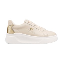 QUEEN HELENA  X34 9 Sneaker Donna Platform Beige Gold