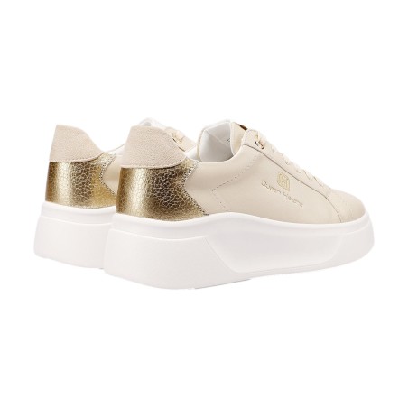 QUEEN HELENA  X34 9 Sneaker Donna Platform Beige Gold
