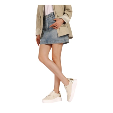 QUEEN HELENA  X34 9 Sneaker Donna Platform Beige Gold