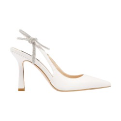 Queen Helena K3347 Scarpe Donna Dècolletè Sligback Elegante con Tacco Alto White