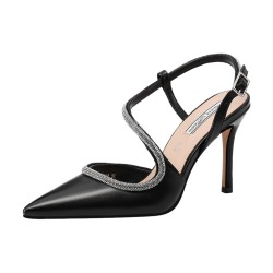 Queen Helena K3292 Scarpe Donna Dècolletè Sligback Elegante con Tacco Alto Black 2