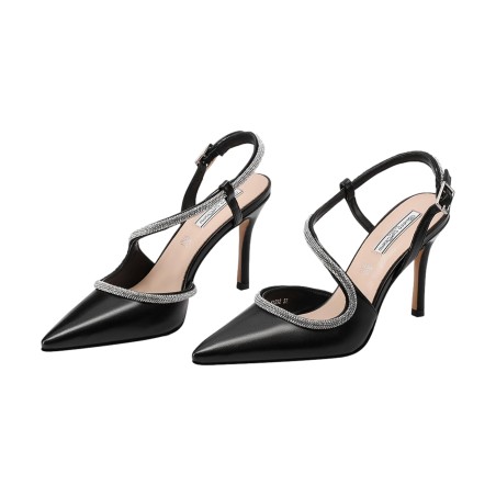 Queen Helena K3292 Scarpe Donna Dècolletè Sligback Elegante con Tacco Alto Black