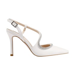 Queen Helena K3292 Scarpe Donna Dècolletè Sligback Elegante con Tacco Alto White