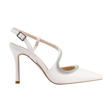 Queen Helena K3292 Scarpe Donna Dècolletè Sligback Elegante con Tacco Alto White