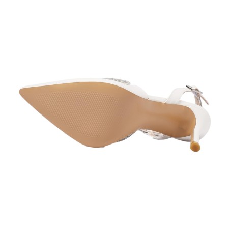 Queen Helena K3292 Scarpe Donna Dècolletè Sligback Elegante con Tacco Alto White