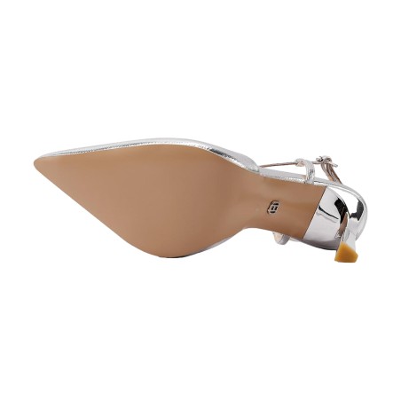 Queen Helena K4511 Scarpe Donna Dècolletè Lamè Sligback Elegante con Tacco Alto Argento