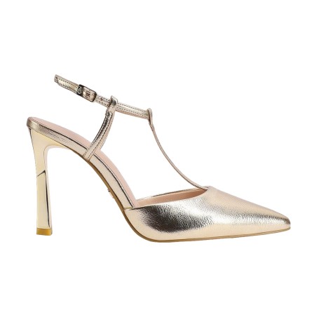 Queen Helena K4511 Scarpe Donna Dècolletè Lamè Sligback Elegante con Tacco Alto Gold