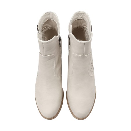 QUEEN HELENA X34 79 Stivaletti Tronchetti Traforati Donna Tacco Alto Con Cerniera Beige