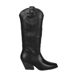 QUEEN HELENA X34 100 Stivaletti Texani Traforati Donna Tacco Basso Con Cerniera Nero