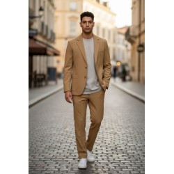 GC LUXURY TALENTO Abito Uomo Giacca Mono petto e Pantalone Cammello 2